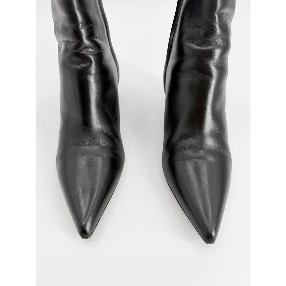 Aeyde Sofie Black Nappa Leather Pointed Toe Kitten Heel Ankle Boots Size 40 EU 9 - Picture 3 of 13